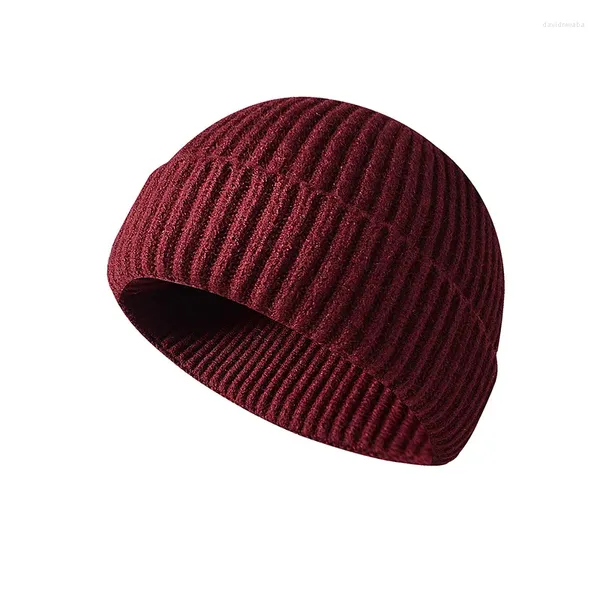 Bérets automne hiver bonnets courts pour femmes hommes manchette extensible Skullies chaud tricot pêcheur bonnet mâle extérieur casquettes de neige