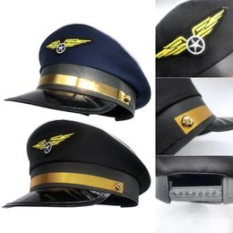 Bérets casquette d'aviation, uniforme de pilote, chapeau de travail d'avion pour hommes, capitaine militaire, Cosplay, fête des marins de la marine, Performance unisexe