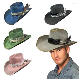 Bérets B36D Vintage Cowboy Hat Music Festival Party Mascarade Accessoires Fedora Cap