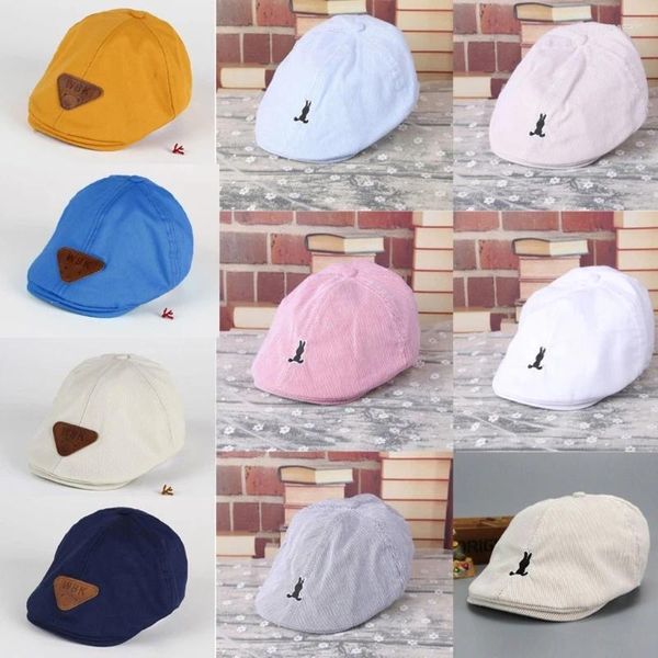 Boinas Bebé Niños Niñas Color Sólido Sboy Cap Niños Animal Patch Hat Dropship