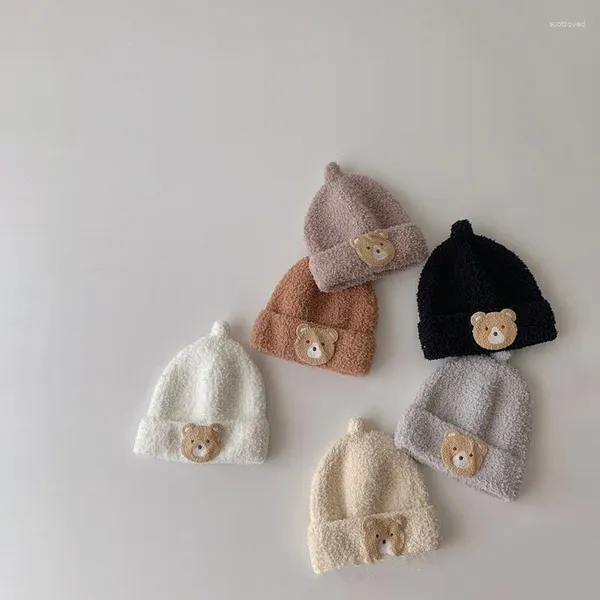 Boinas Baby Hat Autumn Winter Versión coreana de Cartoon Bear Kids Protective Ear Cap Boy Girl Pitpifier Gaps Hats calientes