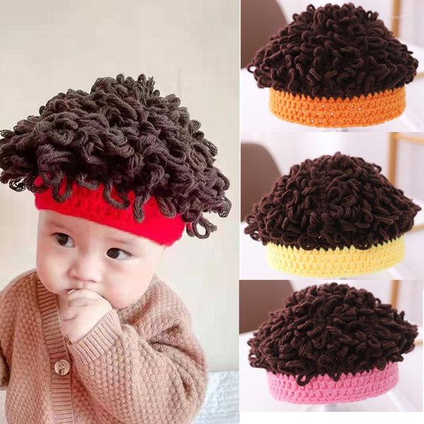 Boinas Bebé Niños Invierno Skullies Gorros Sombreros Hip Hop Peluca Caps Explosión Cálido Bonnet Cap 2-7 años Sombrero Casual Drop Wholesale