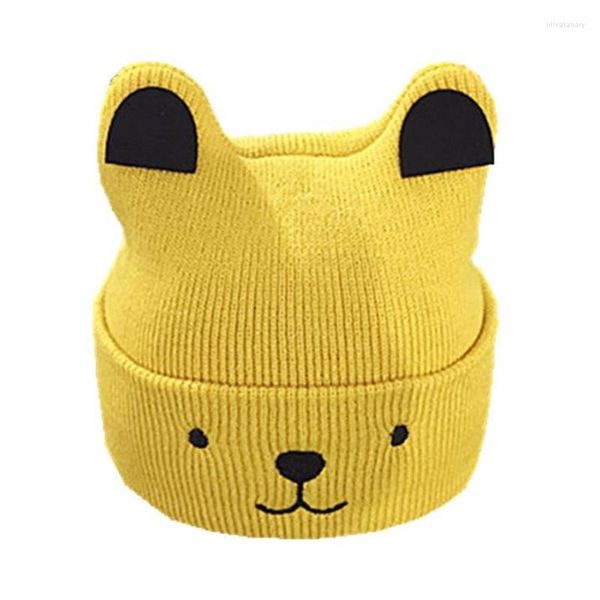 Bérets bébé tricoté casquette mode automne hiver dessin animé chiot motif ensemble tête chapeau loisirs couleur unie garder au chaud laine casquettes TG0089