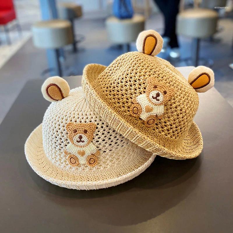 Berets Baby's Likable Hats Hollow Out Breathable Super Cute Straw Hat Outing Sunscreen Boys And Girls Bucket Cap Summer Decorations