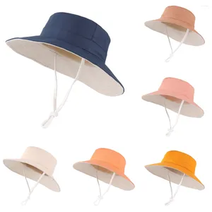 Berets Baby Sun Hat Infant Boys Girls Summer Upf 50 Protection Beach Peuter Solid Color Safari Hats Cap Kid Bucket