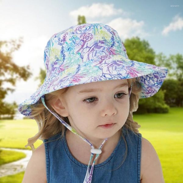 Bérets bébé chapeau de soleil Protection plage seau à large bord été mignon dessin animé Simple casquette classique neutre avant-toit plat court