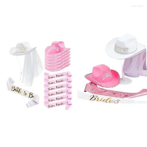 Boinas Bachelorette Party Hat Sash Set para mujeres nupciales Cowgirl Wedding Accs
