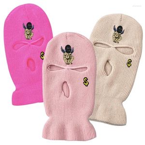 Berets Balaclava 2023 Ski Mask 3hole Angel Break Face Cover Winter For Women's Couple hoeden mannen