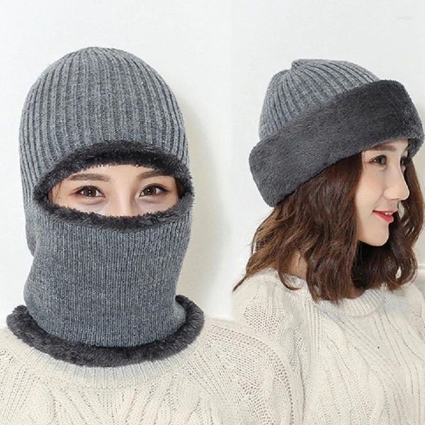 Boinas Pasamontañas Cubierta para la cara Protector de cabeza con forro polar Gorros a prueba de viento Suministros de motor de esquí de punto Regalos de invierno para hombres y mujeres