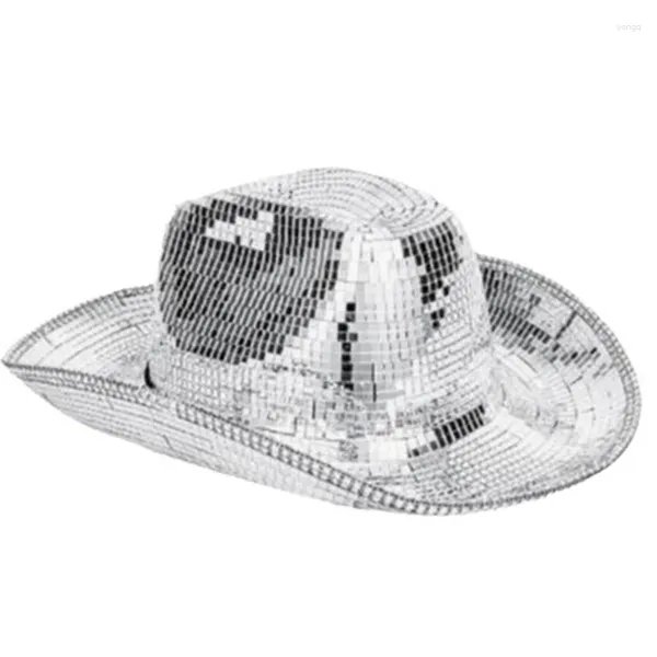 Boinas Bola Sombrero de vaquero para Dj Glitter Mirror Novedad Fiesta Cool Lentejuelas Panamá Cap Stage Club Dance Venta al por mayor