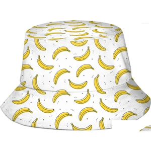 Bérets Chapeau de seau banane pour femmes hommes imprimer été pêcheur voyage chapeaux de plage emballable casquette de soleil en plein air livraison directe Dhh5G