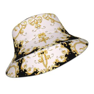 Bérets Baroque seau casquettes femmes réversible plage soleil chapeau luxe européen Floral décontracté nuit refléter lumière pêcheur chapeaubérets