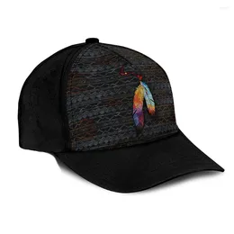 Berets Baseball Cap natif Pride Imprimé hommes femmes adultes sport Snapback Tribal Feather Headswear Outdoor Streetwear Casual Sun Visor Hat