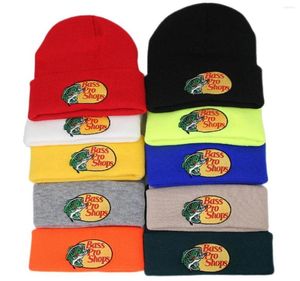 Berets Basspro Shops Boneies Chapeau extérieur pêche en tricot en tricot Fine broderie Skull Hats3876100