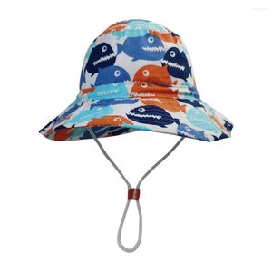 Berets Beach Hat Kids Sun Summer Accessoire Baby Wide Brim UV Bescherming UPF50 Zwempet voor Boy Girl