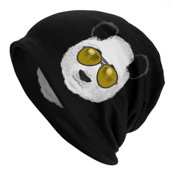 Bérets Beach Panda avec lunettes de soleil Casquettes Chinois Dessin animé Animal Hip Hop Adulte Skullies Bonnets Chapeau Printemps Chaud Double Usage Bonnet Tricot
