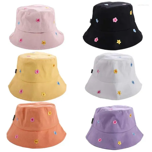 Boeretas Beach Travel Bordery Girl Flower Flower Sun Cap Bucket Gat Bucket Protección