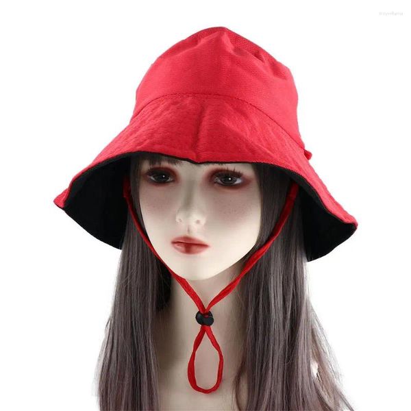 Bérets Beach Wide Brim Rope Troping Corde Double Couleur Visor Summer Sun Sun Solet Corée Femme Femmes Bucket Protection Caps