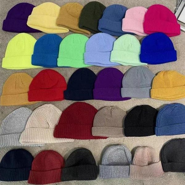 Boinas Beanie Sombreros Hombres Mujeres Otoño Invierno Cálido Propietario Sombrero Streetwear Hip Hop Brimless Knitting Docker Cap Venta al por mayor