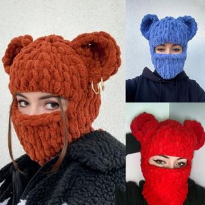 Boinas Gorro con orejas de oso Bufanda Pasamontañas Gorro con capucha divertido de Halloween F3MD