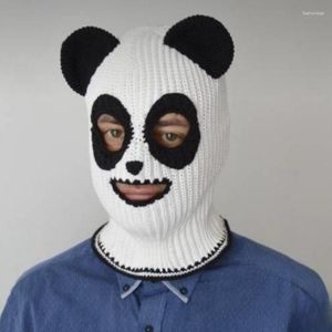 Bérets Ours Chapeau Panda Tête Po Accessoires Année Épais Halloween Adultes Enfants Tricoté Chenille Fil Y2K Cache-Cou