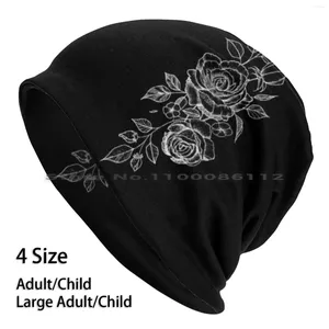 Bérets belles Roses foncées bonnets tricot chapeau fleurs roses noir et blanc Nature motif Floral assez Cool mignon printemps jaune