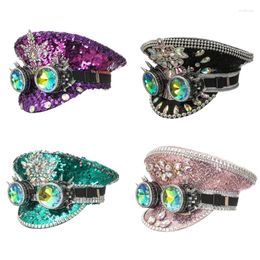 Bérets Bejeweled Crystals Chapeau Disco avec des paillettes lourdes et des lunettes sexy pour la fête Homme Femme Danse Comédien Acteur