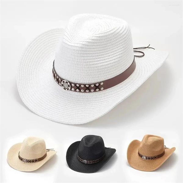 Bérets Decor Decor Spraw Hat Visor Soleil Travel Fishing Cowboy Extérieur Chapeaux Cowboy Vintage Accessoires de cheveux décontractés pour les femmes