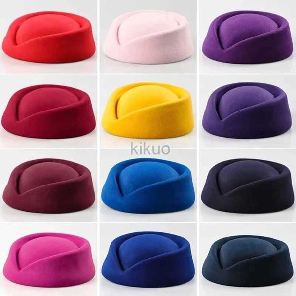 Berets Béret Caps Caps Airline Sôness Ablègue de vol Vintage Hat Uniforme Stewardess Pillbox Hat Chat de larme Dropshipping D240417