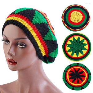 Boina boina de punto para hombre y mujer, gorro de punto Rasta jamaicano, gorro de invierno 2023 con hojas multicolores, cubierta para el pelo a la moda de Hip Hop