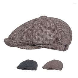 Boinas Boina Hombres Herringbone British Vintage Flat Cap Octagonal Hat Sboy Paintsman Mujer Gatsby Ivy Gorro Hombre Boina