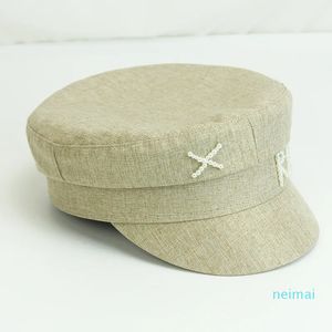 Bérets bérets luxe femmes perles lettre militaire chapeau réglable casquettes plates mode femme marine chapeau décontracté