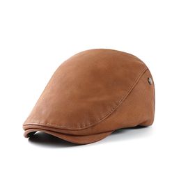 Berets Berets PU Leder sboy Cap Winter Berets Männlich Warme Visiere Kappe Mode Brief Kappen für Männer Knochen Gorras Casquett 230922