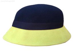 Berets Berets wol vilt geel roze patch cloche emmer hoed voor damesberetten9391621