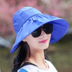 Bérets Big Brim Femmes Casual Chapeau de soleil en plein air Protection UV complète Pêche Casquette à visière Respiration et séchage rapide Dame