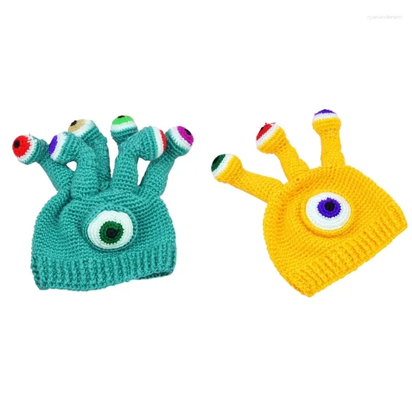BERETS Big Eye Boneie Green Crochet Hat Party tricoté Costume Costume drôle d'Halloween