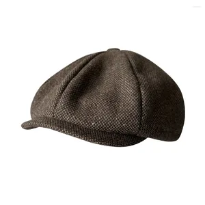 Bérets Big Head Hommes Sboy Chapeau Café Laine Octogone Cap Femmes Hiver Chaud Gatsby NC02