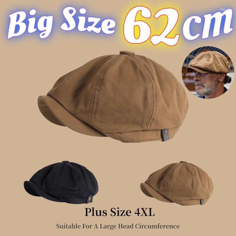 Berets Big Head Peaky Blinders kapelusz plus rozmiar 62 cm mężczyźni jesienne zima beret moda retro malarz extra duży sboy