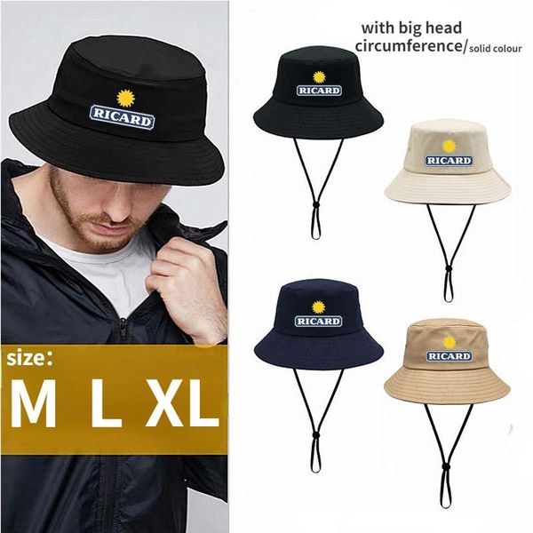 Boinas de cabeza grande Ricard, sombreros de cubo XL 63CM para hombres y mujeres, sombrero de pescador de verano Bob con cordón, boinas grandes con logotipo personalizado de Panamá