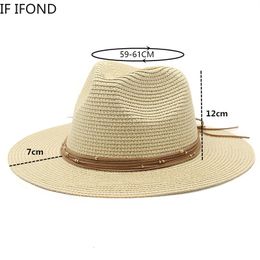 Bérets grande taille 60CM chapeau de paille 7cm bord été refroidissement plage soleil fête en plein air Panama Jazz Sombreros De Mujer 230822