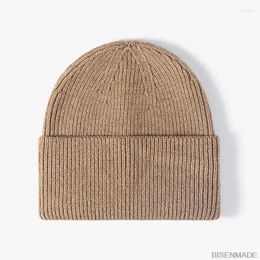 Baretten BISENMADE Casual gebreide muts voor mannen en vrouwen Outdoor Jacquard Dikke Skullies Mutsen Mode Effen Kleur Wintermuts 2024