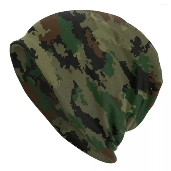 Bérets Noir Et Vert Camo Bonnet Chapeaux Woodland Camouflage Tricot Chapeau Hippie Chaud Hommes Casquettes Hiver Rétro Bonnet Cadeau D'anniversaire