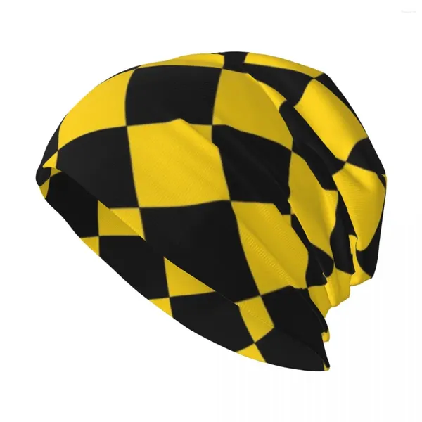 Bérets noir et jaune motif arlequin chapeau en tricot Snap Back chapeaux d'été personnalisé homme femme