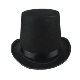 Bérets Chapeau Melon Noir Accessoire de Costume de Magicien pour Hommes Adultes Chapeaux de fête Fantaisie