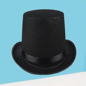 Boinas Sombrero de bombín negro Vestido de mago Accesorio de disfraz para hombres Fiesta de lujo para adultos