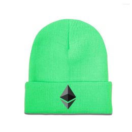 Bérets Noir Ethereum Monnaie Numérique Virtuelle Tricot Bonnet Bonnet Bonnets Skullies Bonnets Bonnet De Ski Bonnet Doux Chapeaux Hiver Chaud