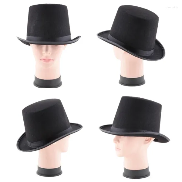 Boinas Black Formal Top Hat Carnivals Mago Gentleman Party Accesorios de disfraces Tamaño de tamaño de la mayoría de los adolescentes para adultos