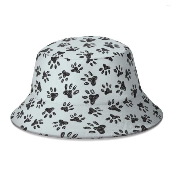 Bérets Black Line Dog Dogs Pet Puppy Bucket Hat pour femmes hommes adolescents pliable Bob chapeaux de pêche Panama Cap automne