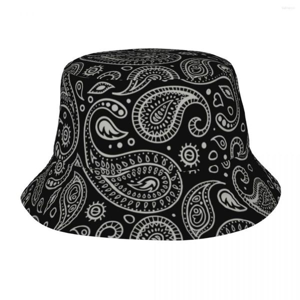 Bérets noir Paisley motif Bandana imprimé seau chapeaux femmes hommes unisexe à la mode été pêcheur chapeau