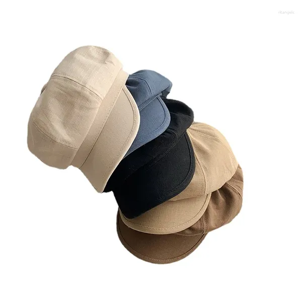 Boinas Gorra con visera negra Boina para mujer Primavera/Verano Forma de cara versátil coreana Pequeño sombrero octogonal Japonés Diadema grande Artista